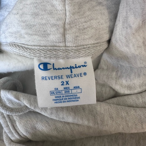 Champion Reverse Weave Gray Hoodie 2X Appliqué Logo - Picture 3 of 7